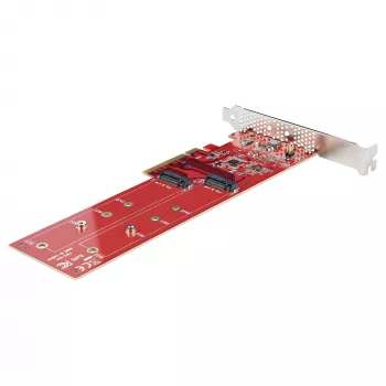 StarTech.com DUAL-M2-PCIE-CARD-B – Dvigubas M.2 PCIe SSD adapteris, PCIe x8 / x16 į du NVMe arba AHCI M.2 SSD, PCI Express 4.0, 7,8 GB/s vienam diskui, reikalinga bifurkacija