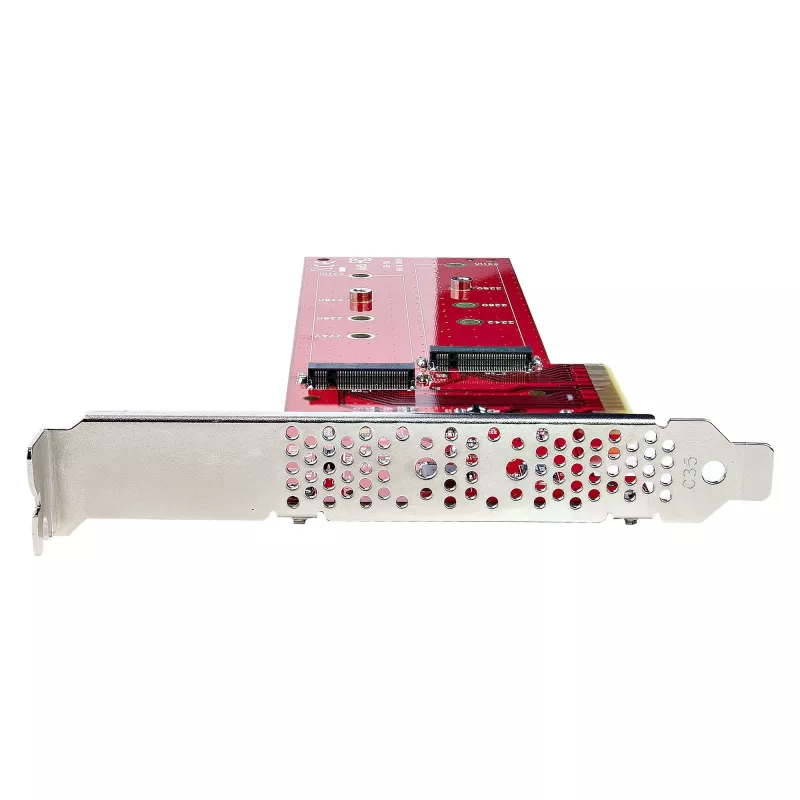 StarTech.com DUAL-M2-PCIE-CARD-B – Dvigubas M.2 PCIe SSD adapteris, PCIe x8 / x16 į du NVMe arba AHCI M.2 SSD, PCI Express 4.0, 7,8 GB/s vienam diskui, reikalinga bifurkacija