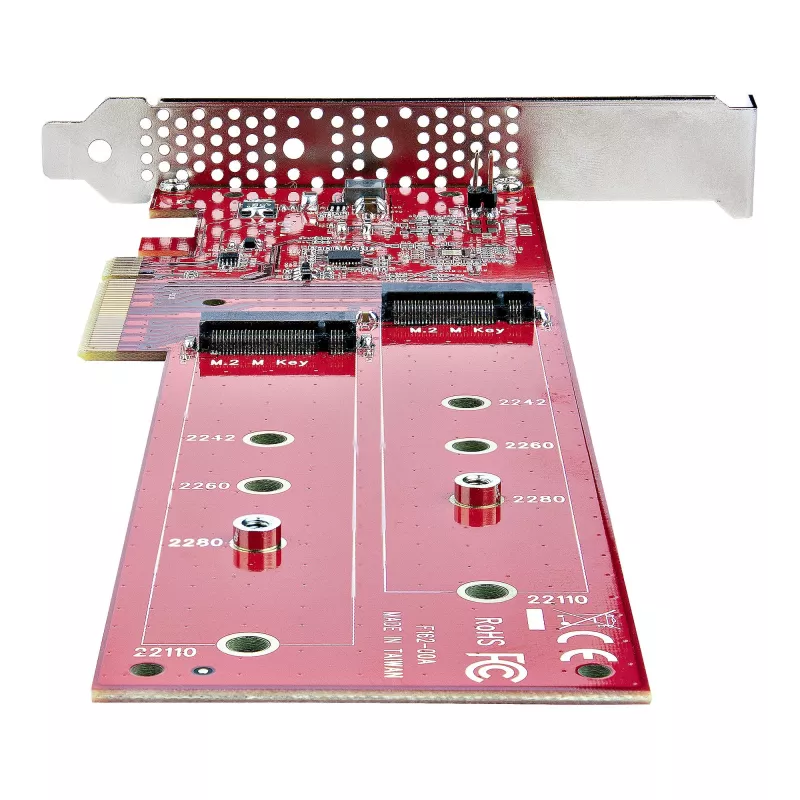 StarTech.com DUAL-M2-PCIE-CARD-B – Dvigubas M.2 PCIe SSD adapteris, PCIe x8 / x16 į du NVMe arba AHCI M.2 SSD, PCI Express 4.0, 7,8 GB/s vienam diskui, reikalinga bifurkacija