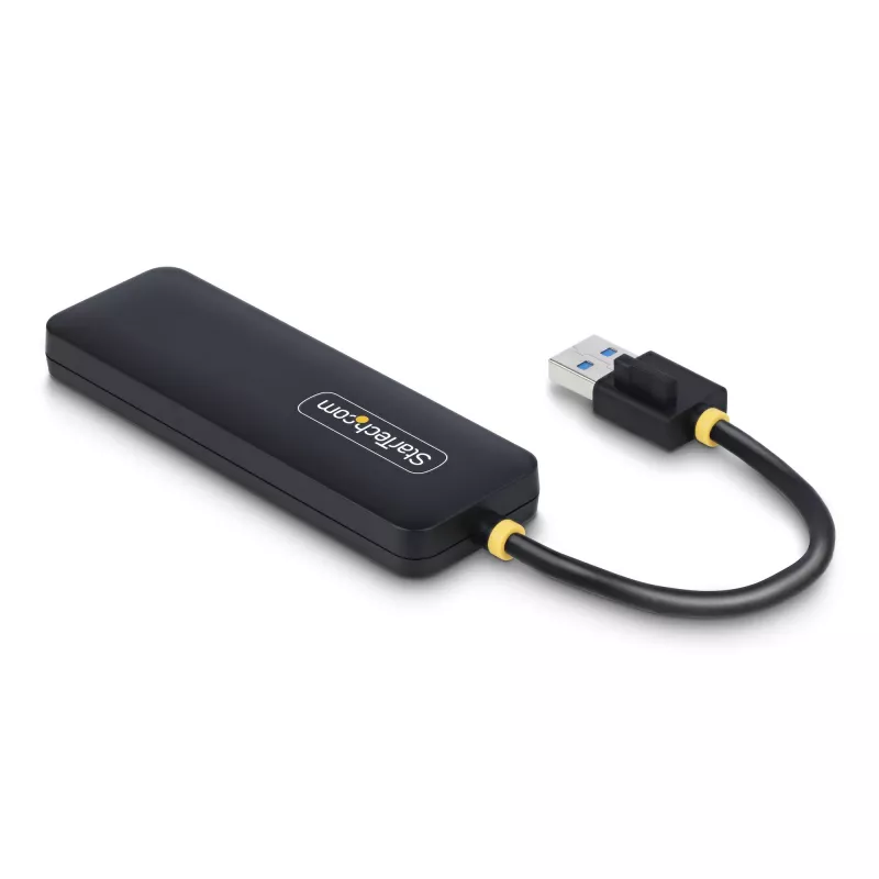 StarTech.com 4 prievadų USB-A šakotuvas, 5 Gbps, maitinamas iš magistralės, kompaktiškas kelioninis USB 3.0 skirstytuvas, apsauga nuo perkrovos (OCP)
