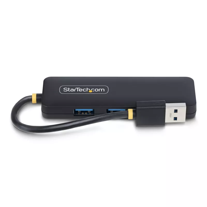 StarTech.com 4 prievadų USB-A šakotuvas, 5 Gbps, maitinamas iš magistralės, kompaktiškas kelioninis USB 3.0 skirstytuvas, apsauga nuo perkrovos (OCP)