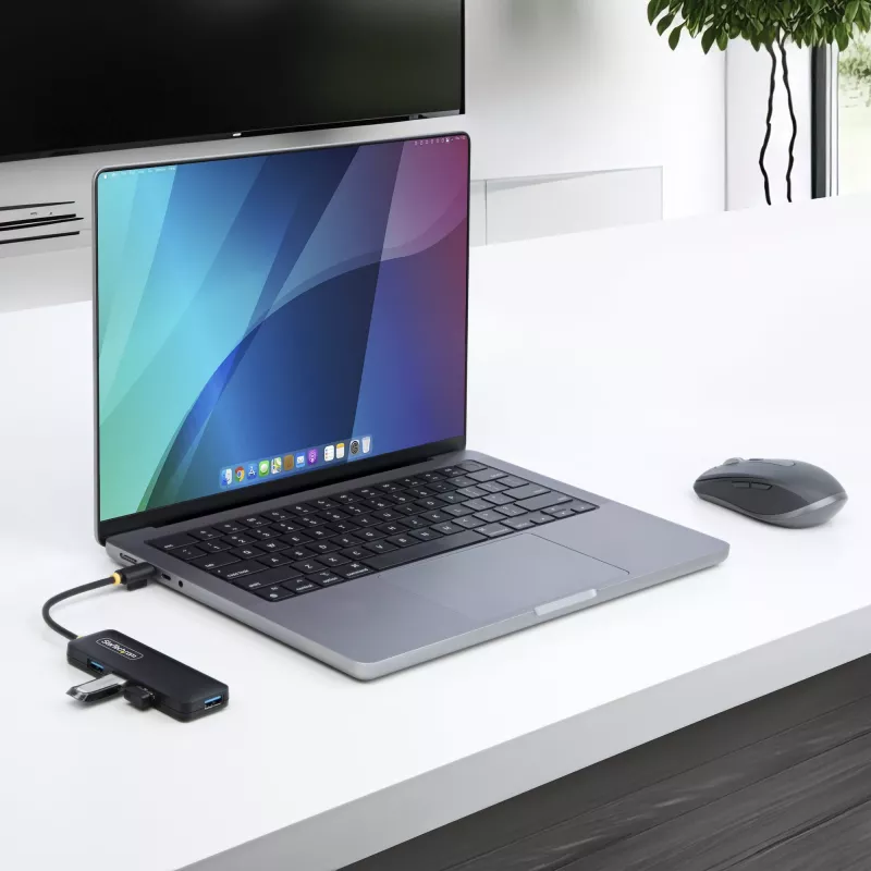 StarTech.com 4 prievadų USB-C šakotuvas, 5Gbps, USB-C į 4x USB-A, maitinamas iš magistralės, mažas kelioninis mini šakotuvas, kelių prievadų USB 3.0 skirstytuvas, nešiojamas šakotuvas, apsauga nuo perkrovos
