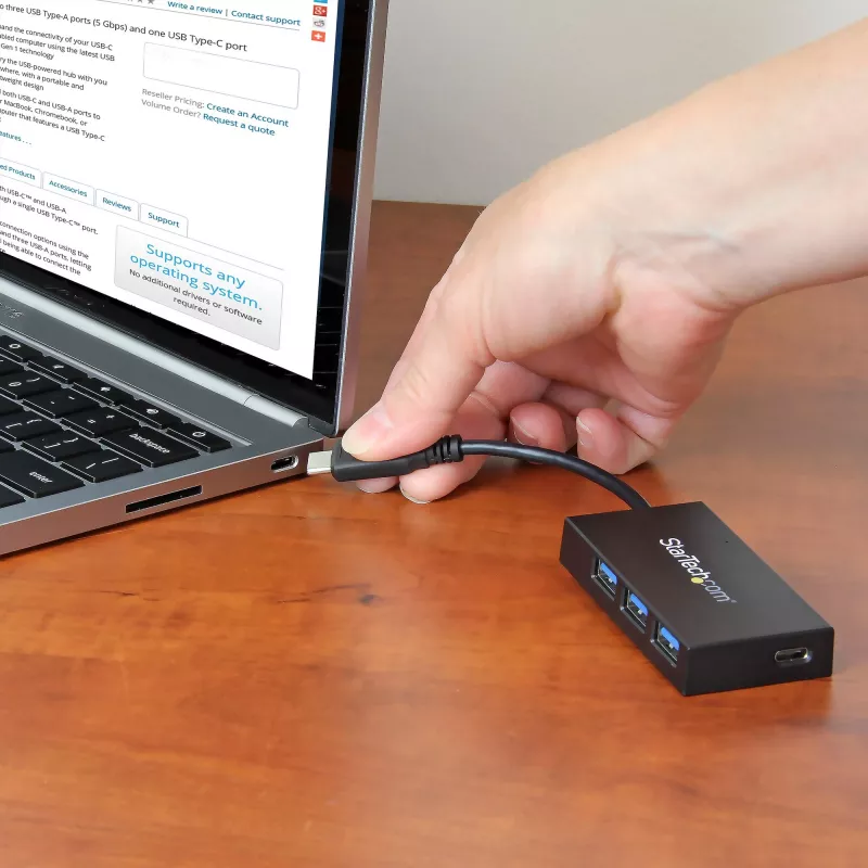 StarTech.com 4 prievadų USB-C šakotuvas – USB-C į 1x USB-C ir 3x USB-A – USB 3.0 šakotuvas – 5Gbps