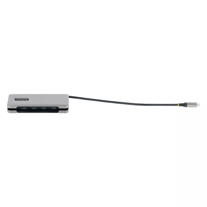 StarTech.com 4 prievadų USB-C šakotuvas, 4x USB-C, USB 3.2 Gen 2 (10Gbps) – nešiojamas USB-C šakotuvas su 100W Power Delivery perdavimu, 32 cm įmontuotu kabeliu