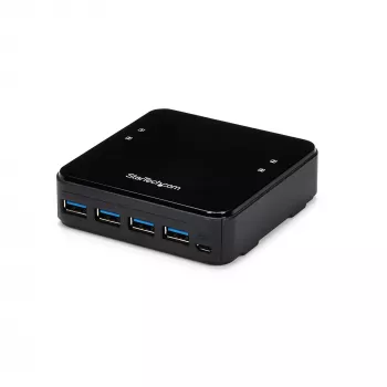 StarTech.com 4 į 4 USB 3.0 išorinių įrenginių perjungimo jungiklis, 5 Gbit/s, Micro-USB Type-B, juodas, plastikinis, CE, FCC, REACH, 0 - 40 °C