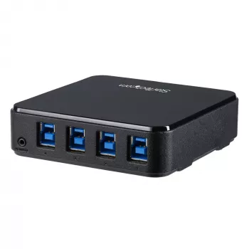 StarTech.com 4 į 4 USB 3.0 išorinių įrenginių perjungimo jungiklis, 5 Gbit/s, Micro-USB Type-B, juodas, plastikinis, CE, FCC, REACH, 0 - 40 °C