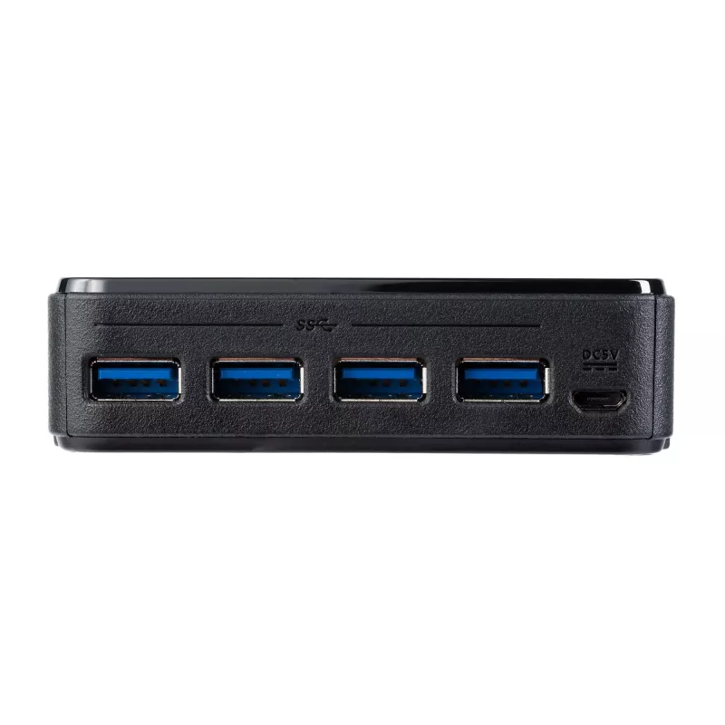 StarTech.com 4 į 4 USB 3.0 išorinių įrenginių perjungimo jungiklis, 5 Gbit/s, Micro-USB Type-B, juodas, plastikinis, CE, FCC, REACH, 0 - 40 °C