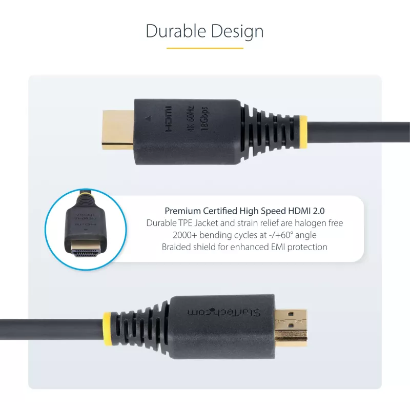 StarTech.com 4m Premium sertifikuotas HDMI 2.0 kabelis, 4K 60Hz/1440p 144Hz, HDR10/HDCP 2.2/ARC, 18Gbps, UHD, TPE apvalkalas