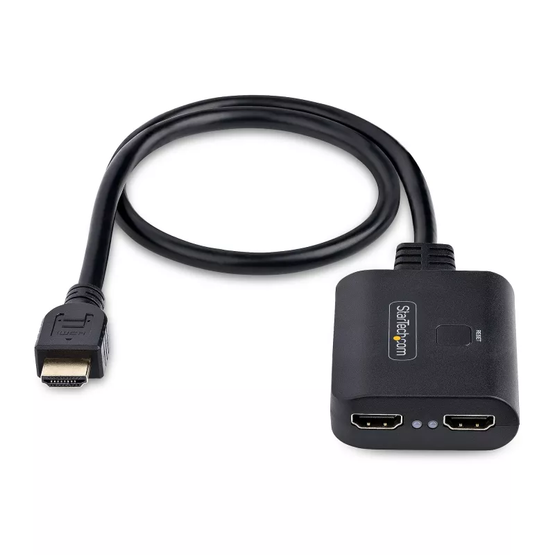 StarTech.com 2 prievadų HDMI skirstytuvas, 4K 60Hz HDMI 2.0 vaizdas, 1 į 2 išėjimai, HDR/HDCP, įmontuotas 50 cm HDMI kabelis