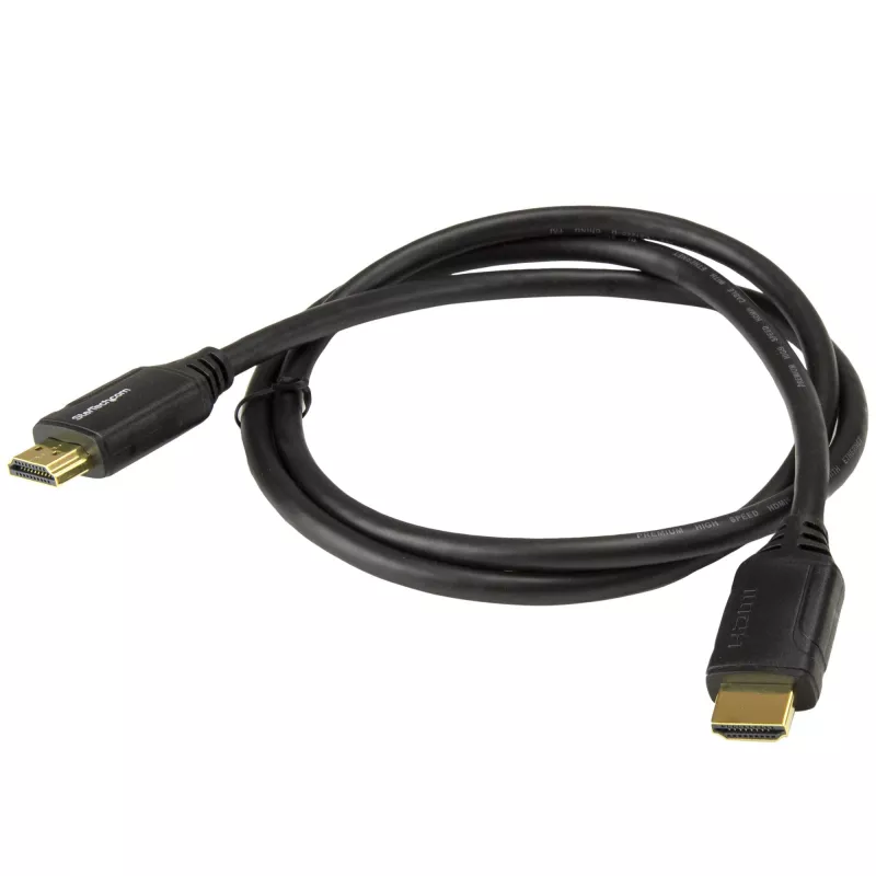 StarTech.com HDMM1MP 1 m (3 pėdų) Premium sertifikuotas spartusis HDMI 2.0 kabelis su Ethernet, 4K 60 Hz, HDR, kištukas–kištukas, juodas