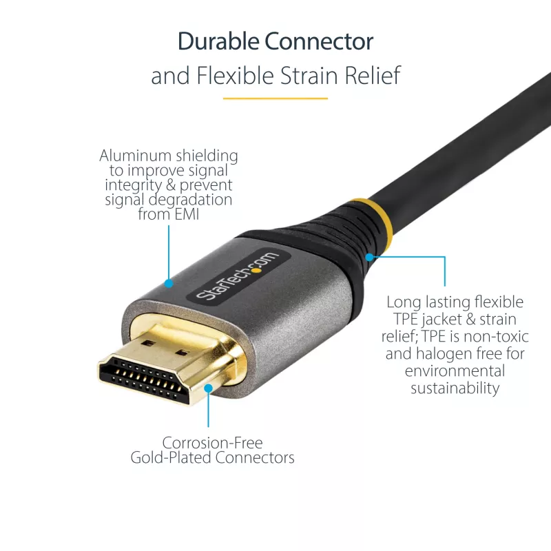 StarTech.com 1 m HDMI 2.1 laidas 8K – sertifikuotas itin didelės spartos HDMI laidas 48 Gbps – 8K 60 Hz / 4K 120 Hz HDR10+ eARC – itin didelės raiškos 8K HDMI laidas – monitoriui / televizoriui / ekranui – lanksti TPE apvalkalu