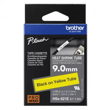 Brother HSE-621E termosusitraukianti juosta kabeliams žymėti, 8,8 mm, geltona