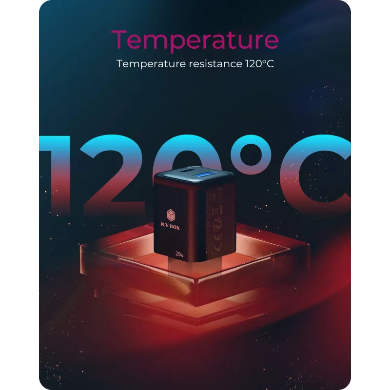 ICY BOX IB-PS1020-PD universalus greitasis AC įkroviklis, juodas