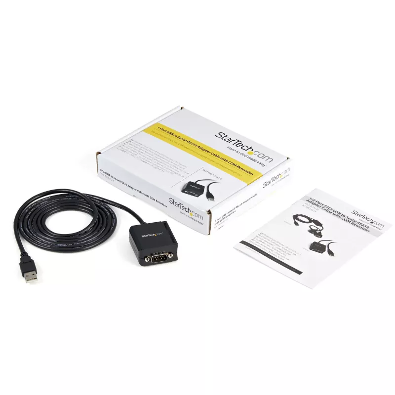 StarTech.com 1 prievado FTDI USB į RS232 nuoseklųjį adapterio kabelis su COM išlaikymu