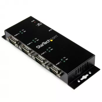 StarTech.com 4 prievadų USB į DB9 RS232 nuosekliojo ryšio adapterio šakotuvas – pramoninis DIN bėgelio ir sieninis montavimas