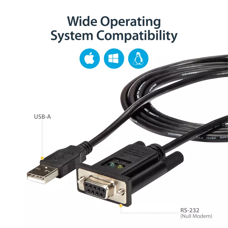 StarTech.com ICUSB232FTN USB į RS232 Null Modem adapteris, 1,8 m, FTDI