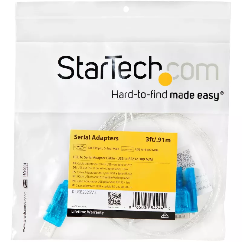 StarTech.com 91 cm USB į RS232 DB9 nuosekliojo prievado adapterio kabelis, USB į RS232 adapterio kabelis - M/M