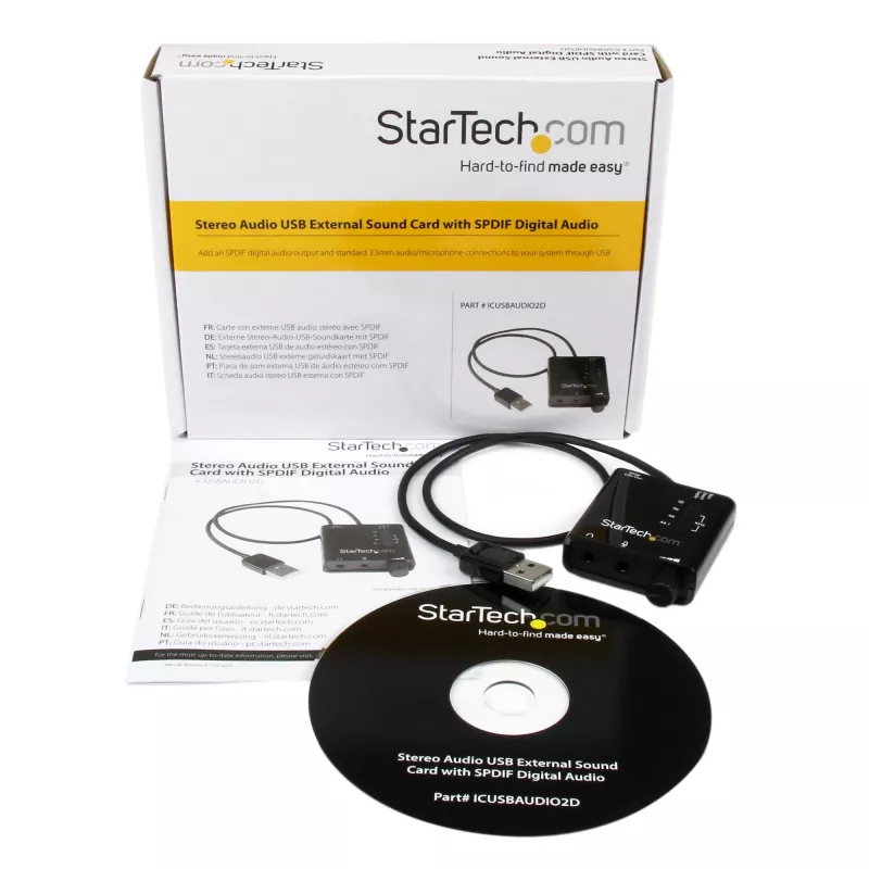 StarTech.com USB stereo garso adapteris išorinė garso plokštė su SPDIF skaitmeniniu garsu ir stereo mikrofonu