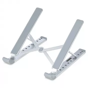 StarTech.com Sulankstomas nešiojamojo kompiuterio stovas, reguliuojamo aukščio ergonomiškas stovas, ventiliuojamas aliumininis rėmas, laikantis 10 kg, reguliuojamas pasvirimas, sulankstomas dizainas