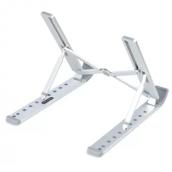 StarTech.com Sulankstomas nešiojamojo kompiuterio stovas, reguliuojamo aukščio ergonomiškas stovas, ventiliuojamas aliumininis rėmas, laikantis 10 kg, reguliuojamas pasvirimas, sulankstomas dizainas