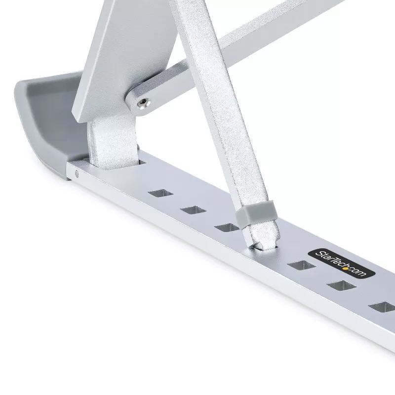 StarTech.com Sulankstomas nešiojamojo kompiuterio stovas, reguliuojamo aukščio ergonomiškas stovas, ventiliuojamas aliumininis rėmas, laikantis 10 kg, reguliuojamas pasvirimas, sulankstomas dizainas