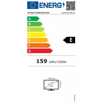 „iiyama“ LH8665UHSB-B1 reklaminis ekranas su kiosko dizainu 2,18 m (86 col.) LED Wi-Fi 800 cd/m² 4K Ultra HD juodas, integruotas procesorius Android 11, 24/7