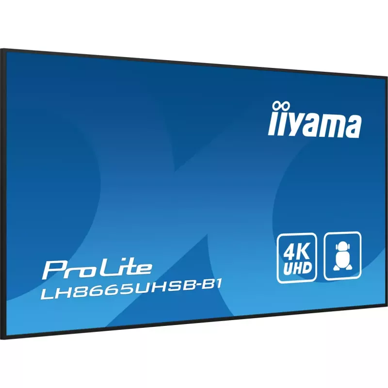 „iiyama“ LH8665UHSB-B1 reklaminis ekranas su kiosko dizainu 2,18 m (86 col.) LED Wi-Fi 800 cd/m² 4K Ultra HD juodas, integruotas procesorius Android 11, 24/7