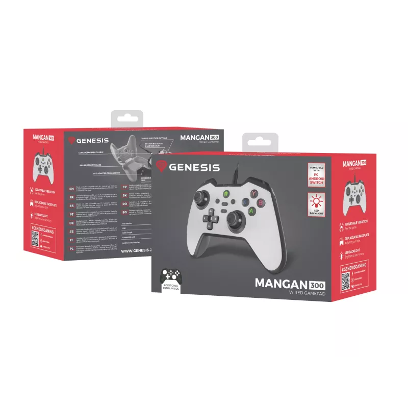 GENESIS Mangan 300 White USB žaidimų pultas analoginis / skaitmeninis Android, Nintendo Switch, PC
