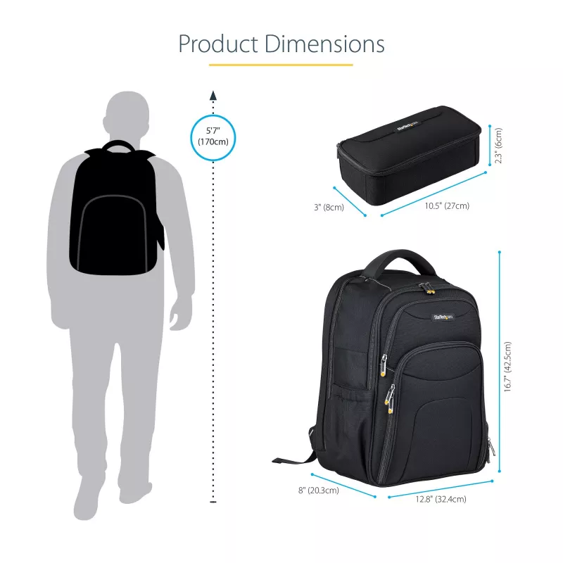 StarTech.com 15.6 col. nešiojamojo kompiuterio kuprinė su išimamu aksesuarų organizatoriumi – profesionali IT techniko kuprinė darbui/kelionėms/penduliavimui – ergonomiškas kompiuterio krepšys – patvarus balistinis nailonas – kišenės nešiojamajam ir planš