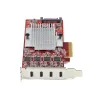 StarTech.com 4 prievadų USB Type-C PCIe kortelė, USB 3.2 10Gbps, USB-C PCI Express plėtimosi kortelė, 4 nepriklausomi USB valdikliai, Windows/Linux/macOS, TAA atitinkanti