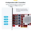 StarTech.com 4 prievadų USB Type-C PCIe kortelė, USB 3.2 10Gbps, USB-C PCI Express plėtimosi kortelė, 4 nepriklausomi USB valdikliai, Windows/Linux/macOS, TAA atitinkanti