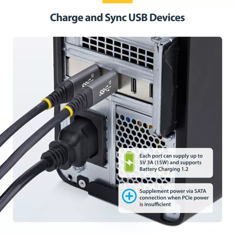 StarTech.com 4 prievadų USB Type-C PCIe kortelė, USB 3.2 10Gbps, USB-C PCI Express plėtimosi kortelė, 4 nepriklausomi USB valdikliai, Windows/Linux/macOS, TAA atitinkanti
