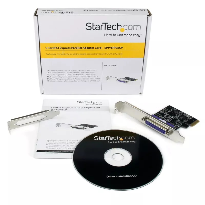 „StarTech.com“ 1 prievado lygiagreti PCIe kortelė – PCI Express į lygiagretų DB25 adapterio kortelė – darbalaukio LPT valdiklis spausdintuvams, skaitytuvams ir braižytuvams – SPP/ECP – standartinis/žemo profilio