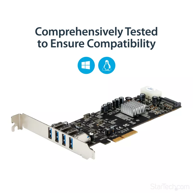StarTech.com PEXUSB3S44V – 4 prievadų USB 3.0 PCIe adapteris su 4 atskirais kanalais