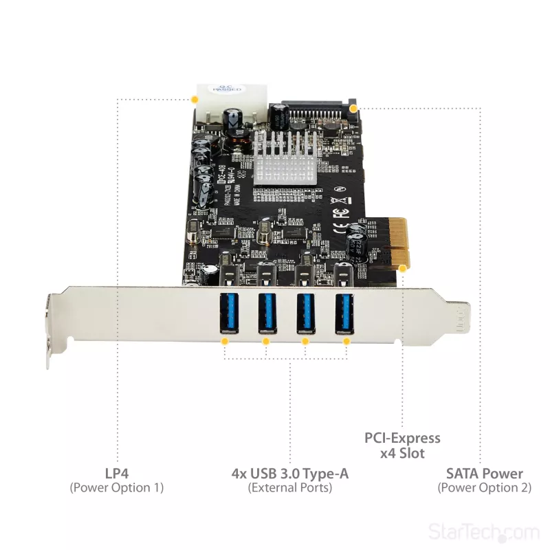 StarTech.com PEXUSB3S44V – 4 prievadų USB 3.0 PCIe adapteris su 4 atskirais kanalais