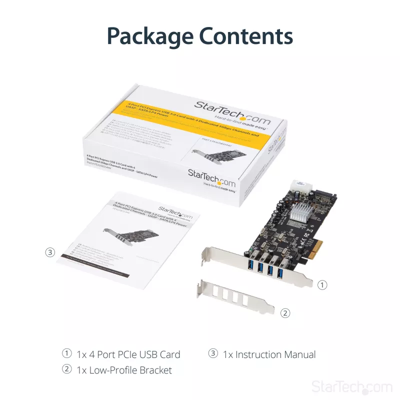 StarTech.com PEXUSB3S44V – 4 prievadų USB 3.0 PCIe adapteris su 4 atskirais kanalais