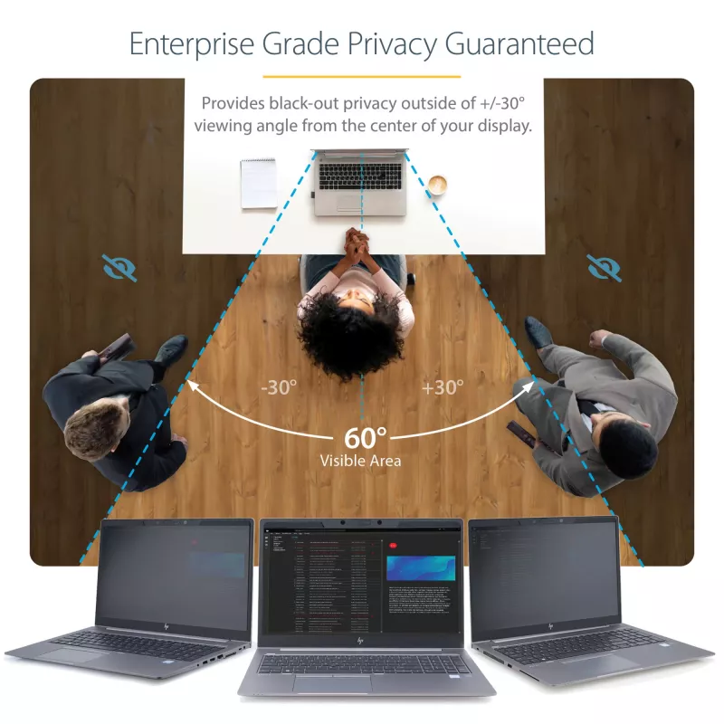 StarTech.com privatumo ekranas 15,6 colio nešiojamam kompiuteriui – magnetinis nuimamas ekrano apsaugos filtras – mėlynos šviesos mažinimas – 16:9 – matinis/blizgus – +/-30 laipsnių