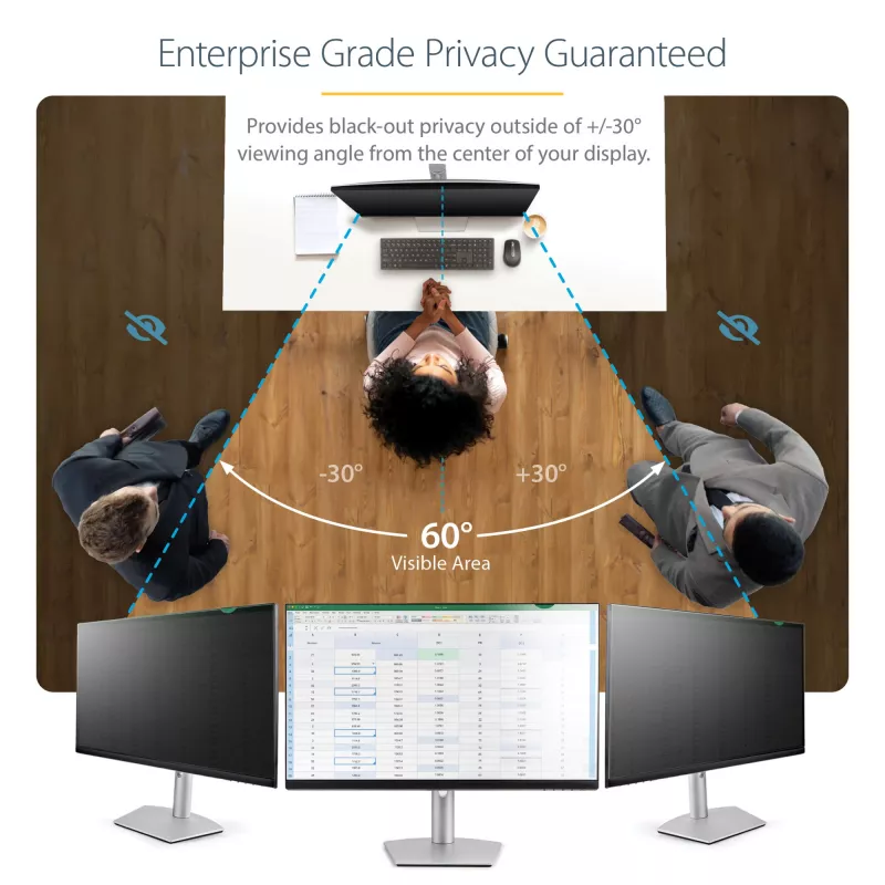 StarTech.com Privatumo ekranas 32 colių monitoriui – apsauginis filtras nuo mėlynos šviesos, 16:9, matinis/blizgus, ±30°
