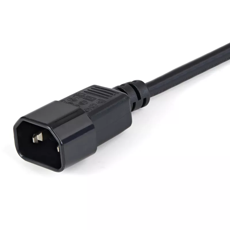 StarTech.com 1 m ilgintuvo laidas, C14 – C13, 10A 125V, 18AWG, kompiuterio maitinimo laido ilginimas, IEC-320-C14 į IEC-320-C13 kintamosios srovės maitinimo kabelio ilginimas maitinimo šaltiniui, UL sertifikuotas