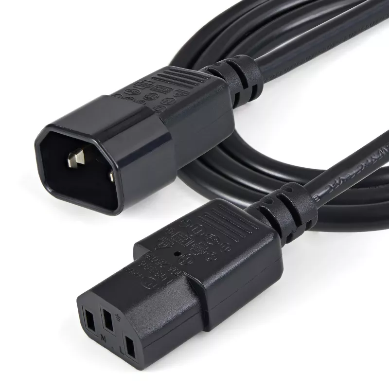 StarTech.com 1 m ilgintuvo laidas, C14 – C13, 10A 125V, 18AWG, kompiuterio maitinimo laido ilginimas, IEC-320-C14 į IEC-320-C13 kintamosios srovės maitinimo kabelio ilginimas maitinimo šaltiniui, UL sertifikuotas