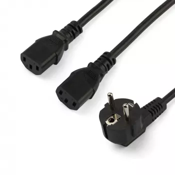 StarTech.com 2m Y formos maitinimo laidas, 18AWG, EU Schuko į 2x C13, 10A 250V, juodas