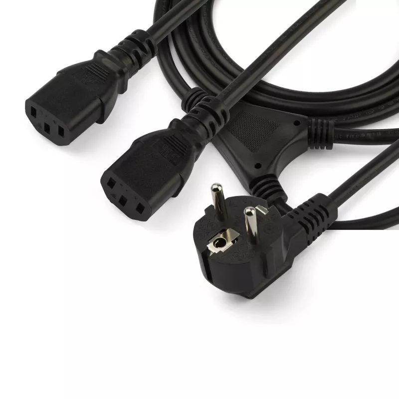 StarTech.com 2m Y formos maitinimo laidas, 18AWG, EU Schuko į 2x C13, 10A 250V, juodas