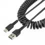 StarTech.com 1m spiralinis USB A į C įkrovimo laidas, tvirtas, greitas įkrovimas ir sinchronizavimas, aukštos kokybės USB 2.0 A į USB Type-C, armuotas aramidiniu pluoštu