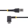 StarTech.com 1ft (30cm) USB A į C įkrovimo laidas stačiu kampu - Patvarus greito įkrovimo USB-C laidas - Juodas USB 2.0 A į Type-C - Tvirtas aramidinis pluoštas - 3A - USB įkrovimo laidas