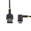 StarTech.com 1ft (30cm) USB A į C įkrovimo laidas stačiu kampu - Patvarus greito įkrovimo USB-C laidas - Juodas USB 2.0 A į Type-C - Tvirtas aramidinis pluoštas - 3A - USB įkrovimo laidas