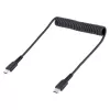 StarTech.com 20 colių (50 cm) USB C įkrovimo laidas, spiralinis, itin tvirtas, greitas įkrovimas ir sinchronizavimas, USB 2.0 Type-C laidas, armuotas aramidiniu pluoštu, patvarus vyriškas į vyrišką USB laidas, juodas