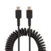 StarTech.com 20 colių (50 cm) USB C įkrovimo laidas, spiralinis, itin tvirtas, greitas įkrovimas ir sinchronizavimas, USB 2.0 Type-C laidas, armuotas aramidiniu pluoštu, patvarus vyriškas į vyrišką USB laidas, juodas