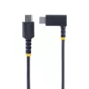 StarTech.com 1ft (30cm) USB-C įkrovimo laidas su stačiu kampu - 60W PD 3A - tvirtas greito įkrovimo USB-C laidas - juodas USB 2.0 Type-C - armuotas aramidiniu pluoštu