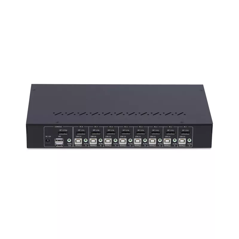 StarTech.com 8 prievadų DisplayPort KVM jungiklis su 1U stovo montavimo rinkiniu, 4K 60Hz DP 1.2, mygtukų ir sparčiųjų klavišų perjungimas, 4 prievadų USB šakotuvas, OS nepriklausomas, TAA atitinkantis