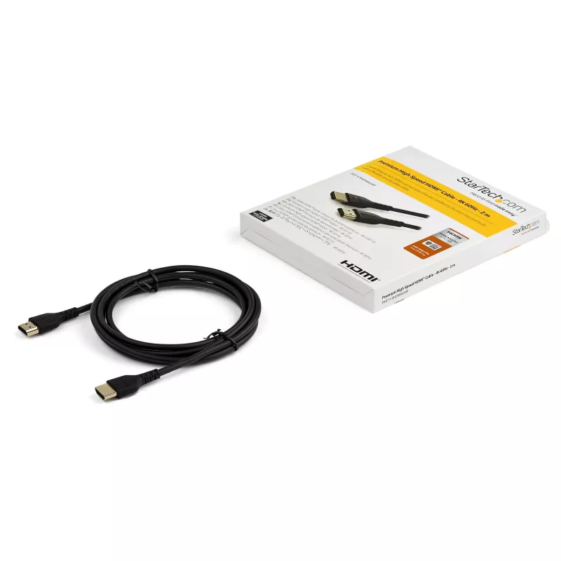 StarTech.com 6ft (2m) Lieknas HDMI 2.0 laidas, lankstus Premium sertifikuotas HDMI laidas su Ethernet, UHD 4K 60Hz HDR10, tvirtas aramidinio pluošto dizainas su TPE apvalkalu